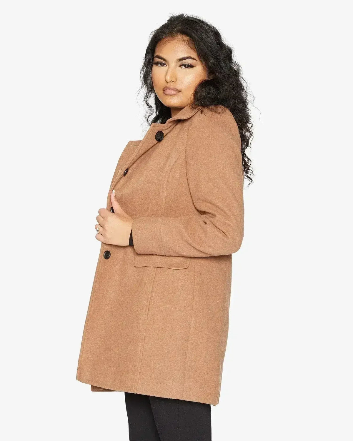 De La Creme Womens Wool Blend Hip Length Covert Coat