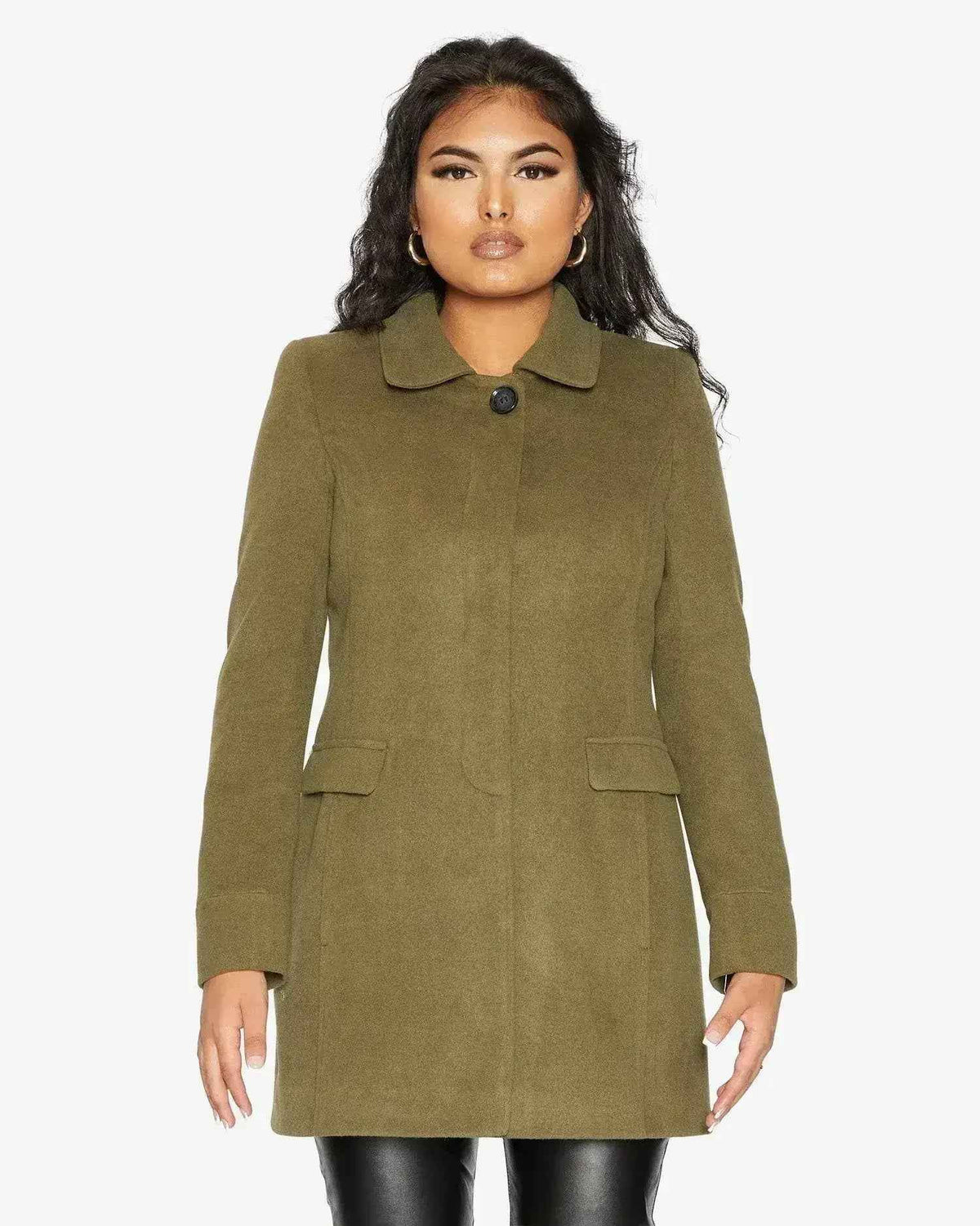 De La Creme Womens Wool Blend Hip Length Covert Coat