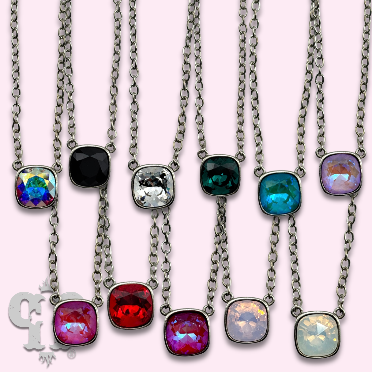 Crystal Soul Necklace — 12mm Austrian Square Crystal Chain
