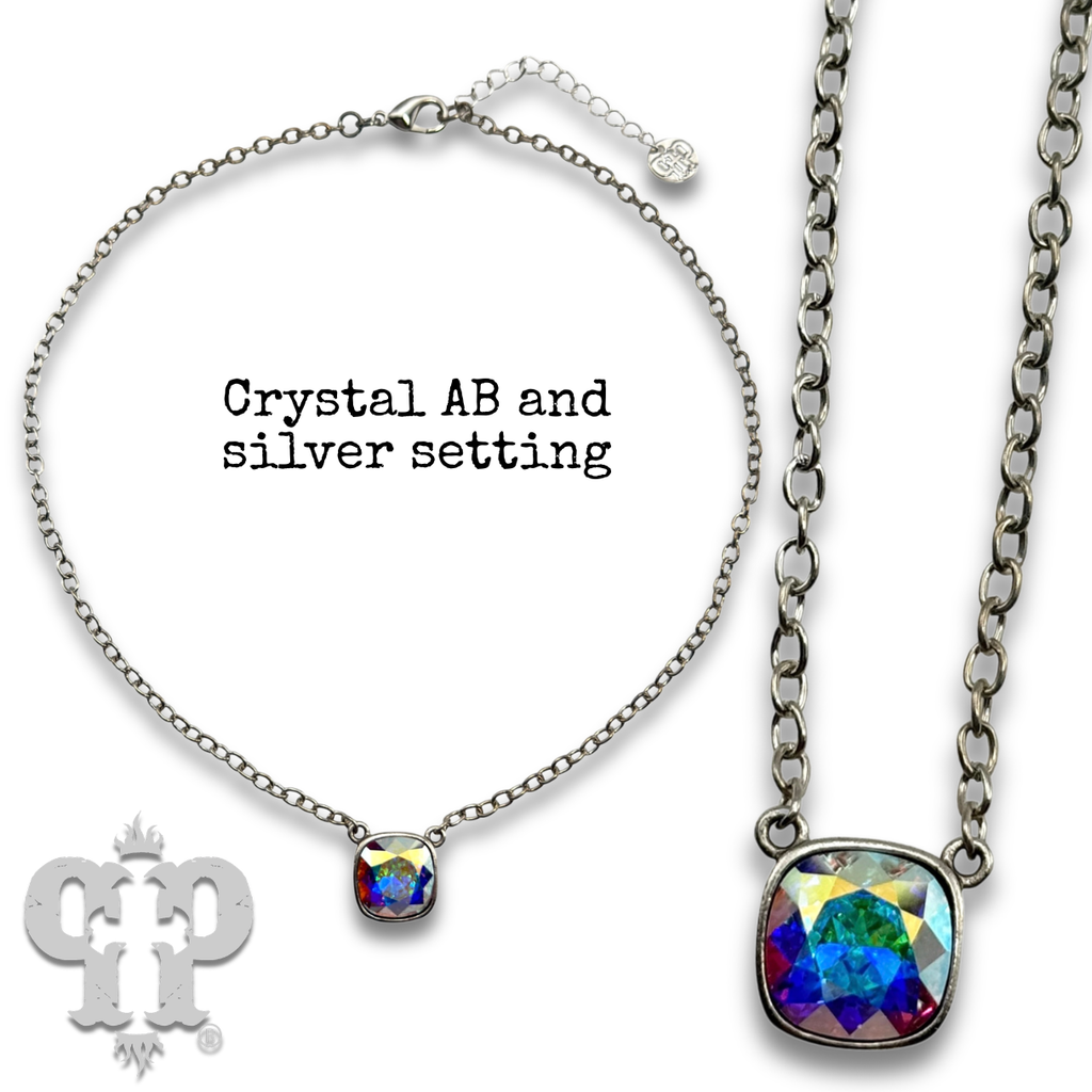 Crystal Soul Necklace — 12mm Austrian Square Crystal Chain