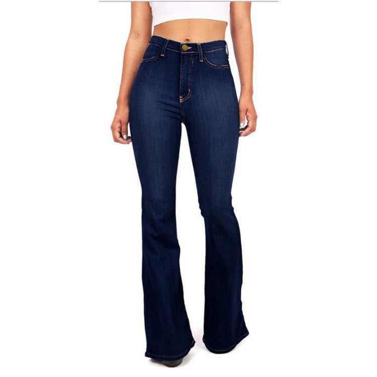 Plus Size Bell Bottom Jeans — High-Waist Stretch Denim Flare - The paisley company