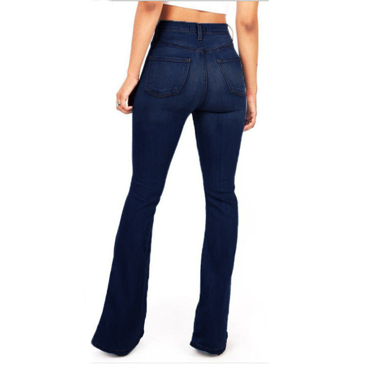 Plus Size Bell Bottom Jeans — High-Waist Stretch Denim Flare - The paisley company