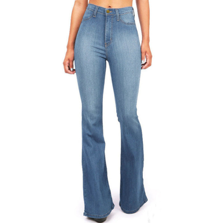 Plus Size Bell Bottom Jeans — High-Waist Stretch Denim Flare - The paisley company
