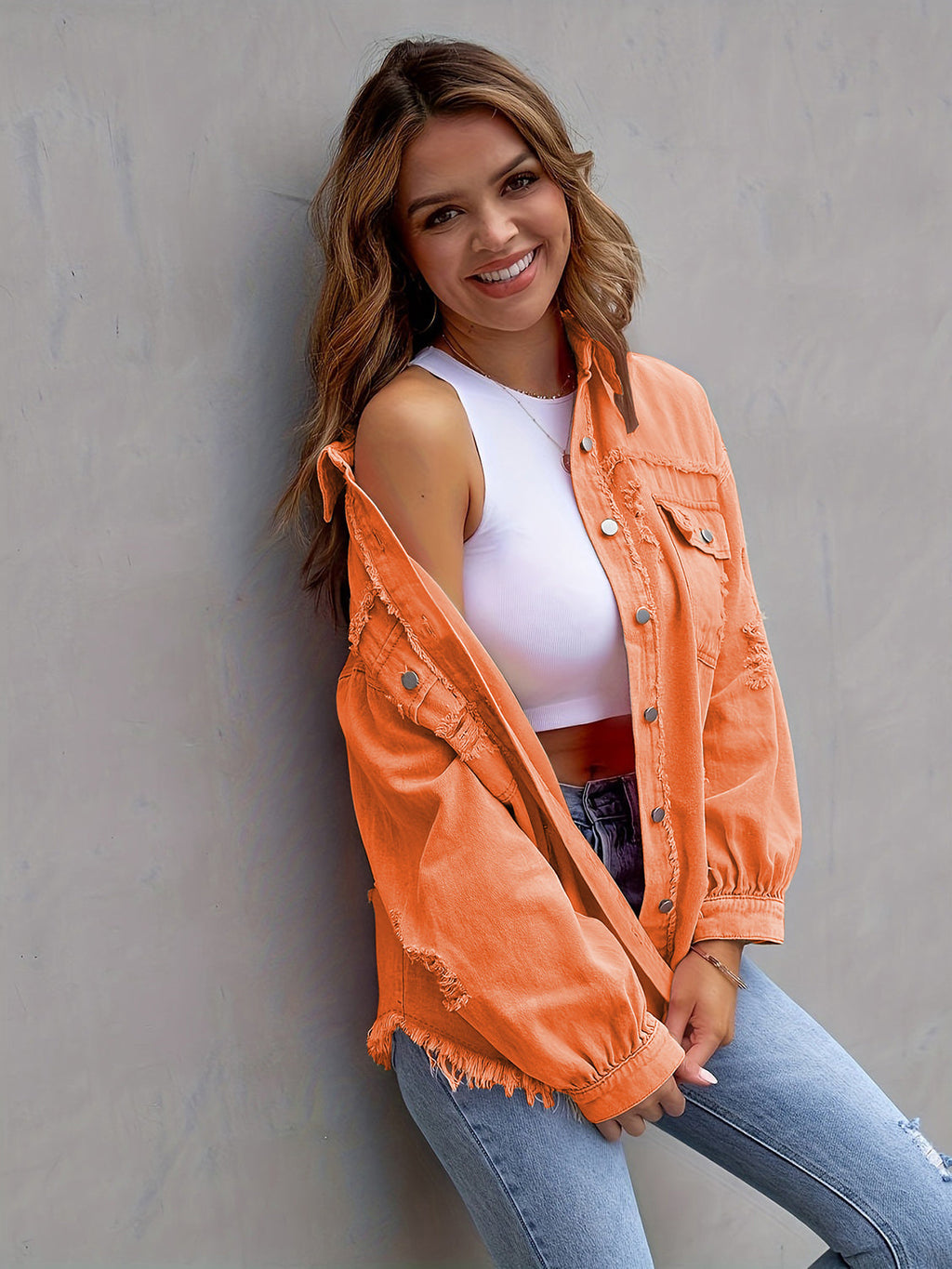 Distressed Fringe Denim Jacket
