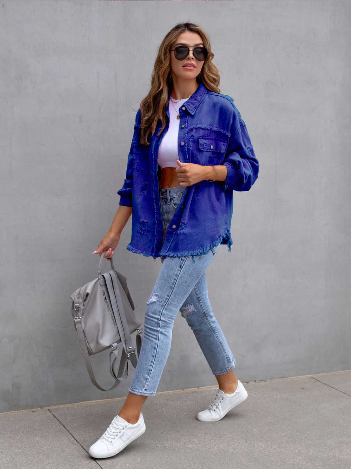 Distressed Fringe Denim Jacket