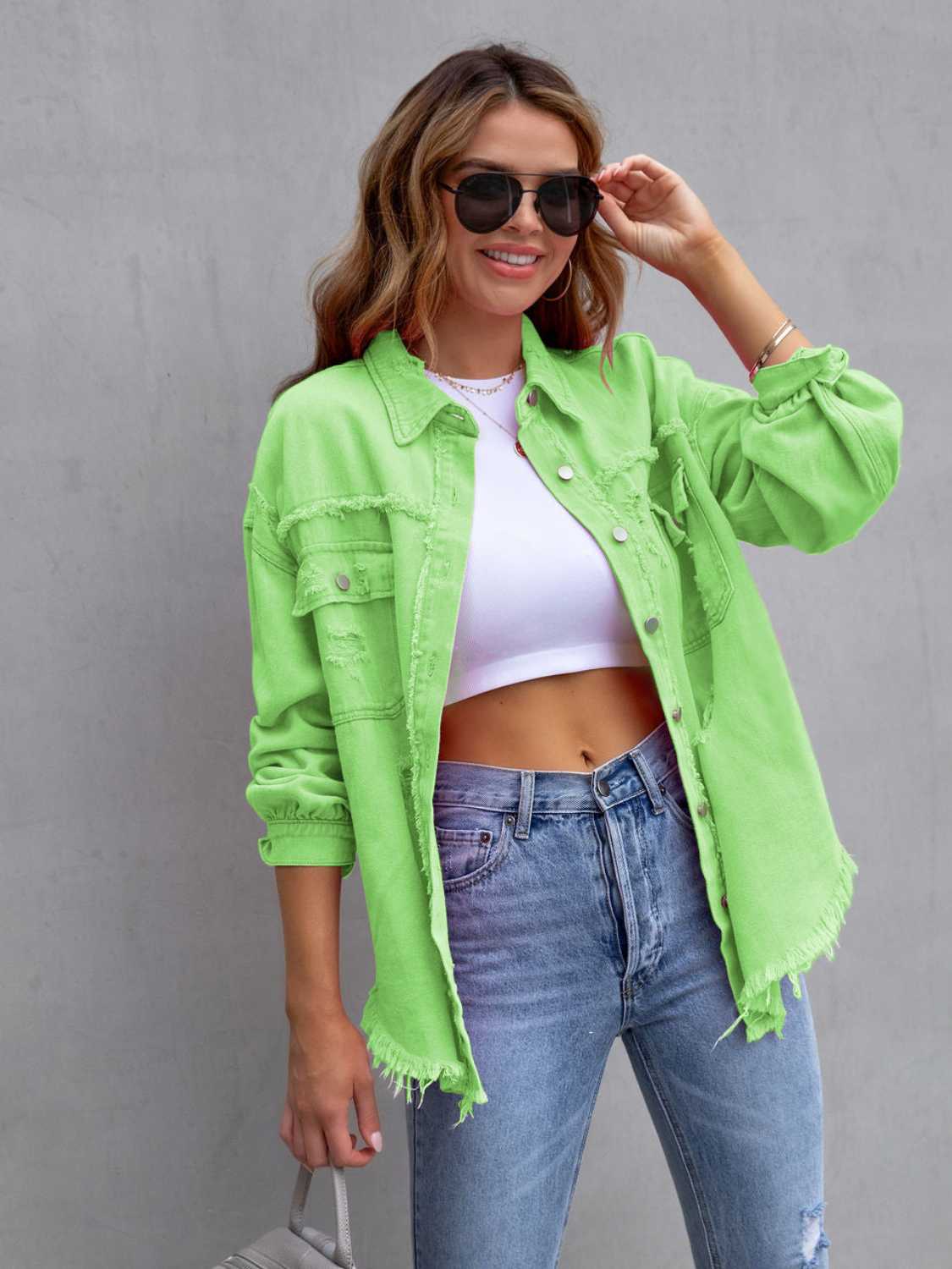 Distressed Fringe Denim Jacket
