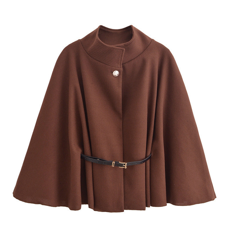 Batwing Sleeve Cloak Jacket | Belted Wool-Blend Outwear