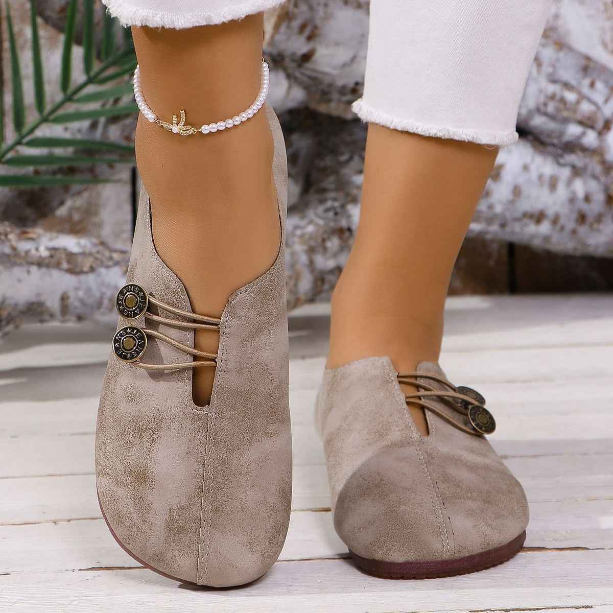 Women's Square-Toe Slip-On Flats — Casual Everyday Shoes