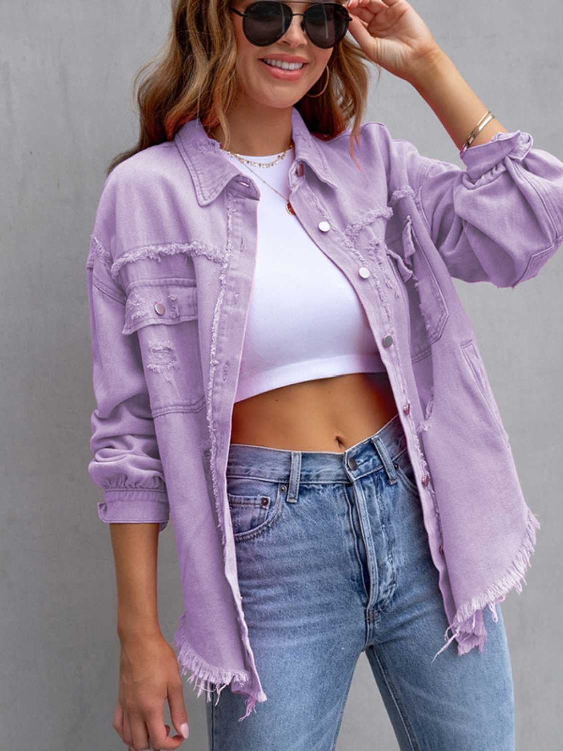 Distressed Fringe Denim Jacket