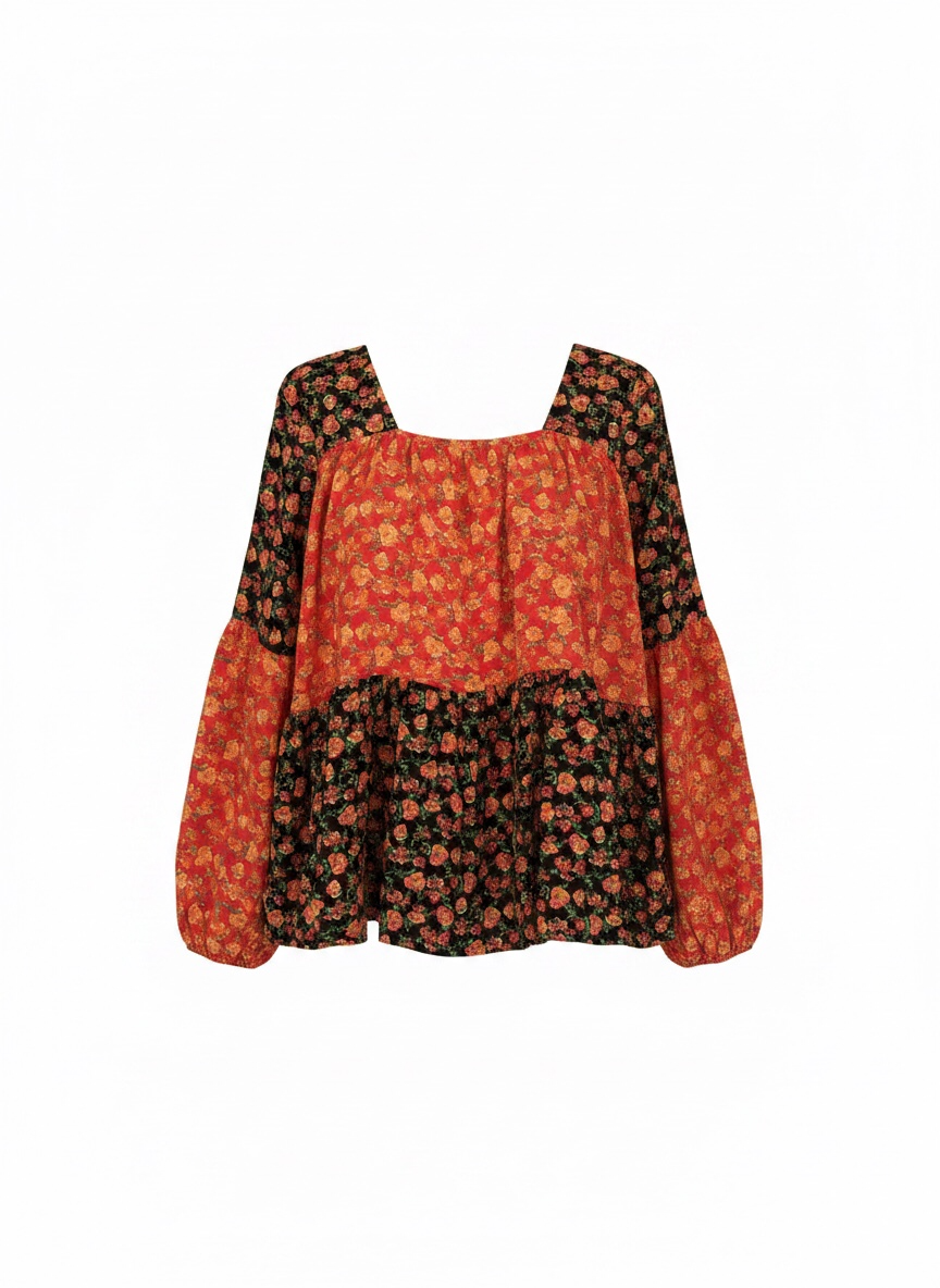 Long Sleeve Floral Print Top