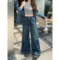 High-Waist Dark Wash Straight-Leg Jeans