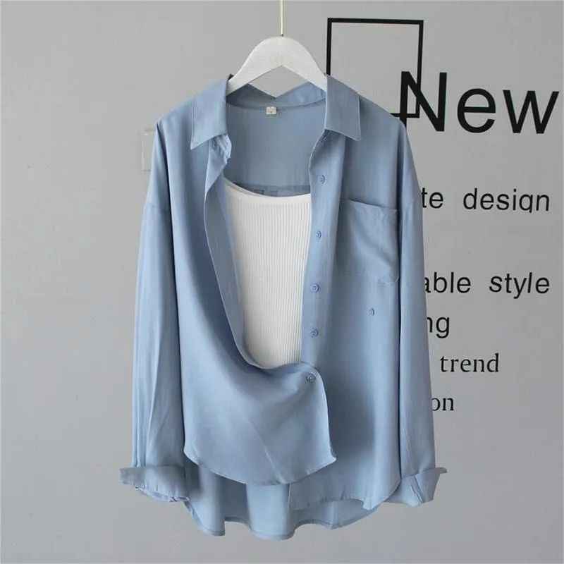 Women's Oversized Cotton Blouse — Casual Loose Fit Long Shirt