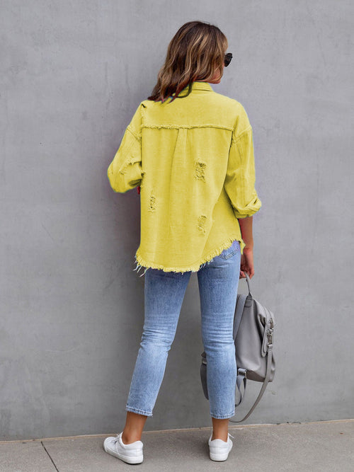 Distressed Fringe Denim Jacket - The paisley company