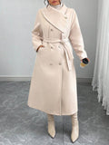 Women's Double-Breasted Wool Coat with Asymmetrical Collar