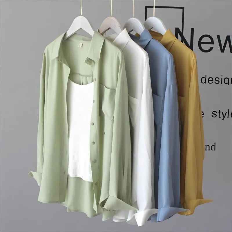 Women's Oversized Cotton Blouse — Casual Loose Fit Long Shirt