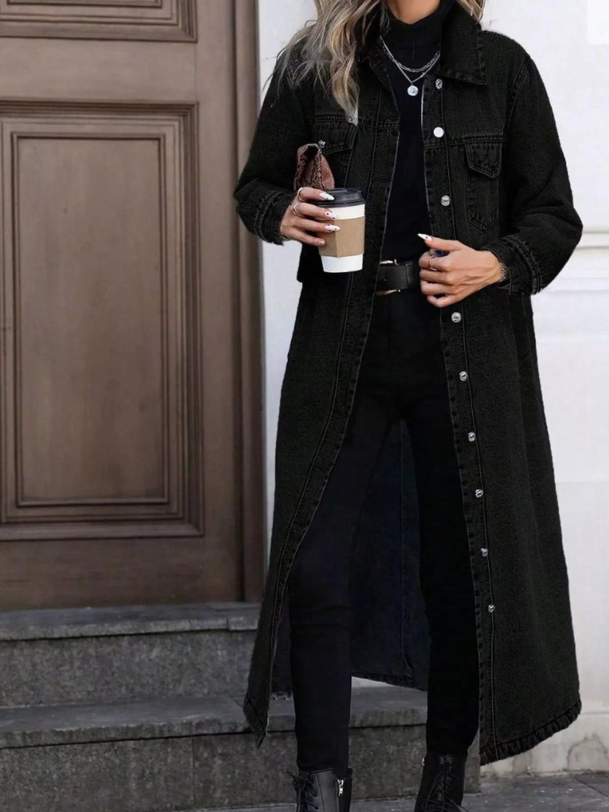Longline Denim Duster Jacket