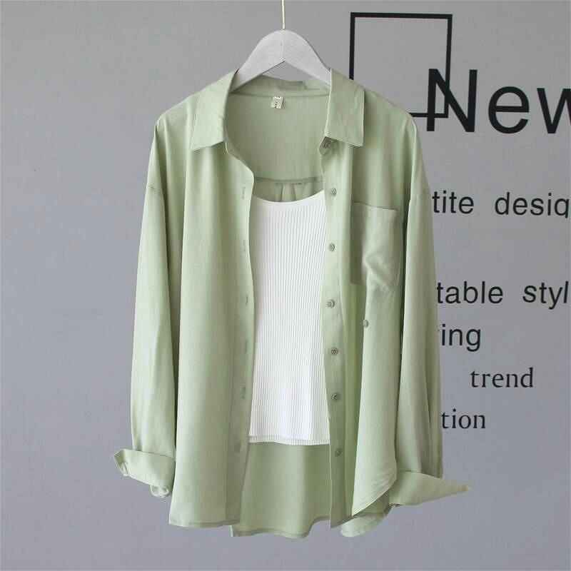 Women's Oversized Cotton Blouse — Casual Loose Fit Long Shirt