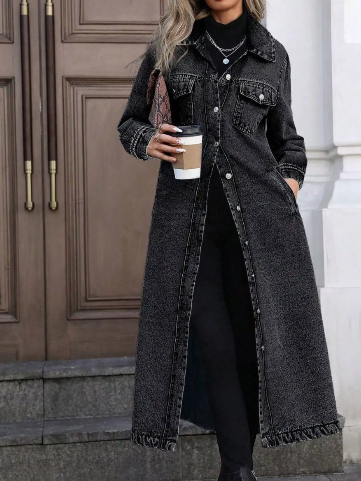Longline Denim Duster Jacket