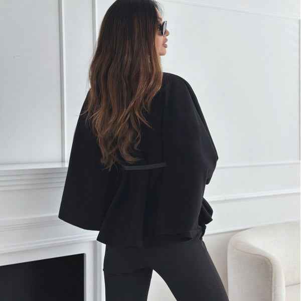 Batwing Sleeve Cloak Jacket | Belted Wool-Blend Outwear
