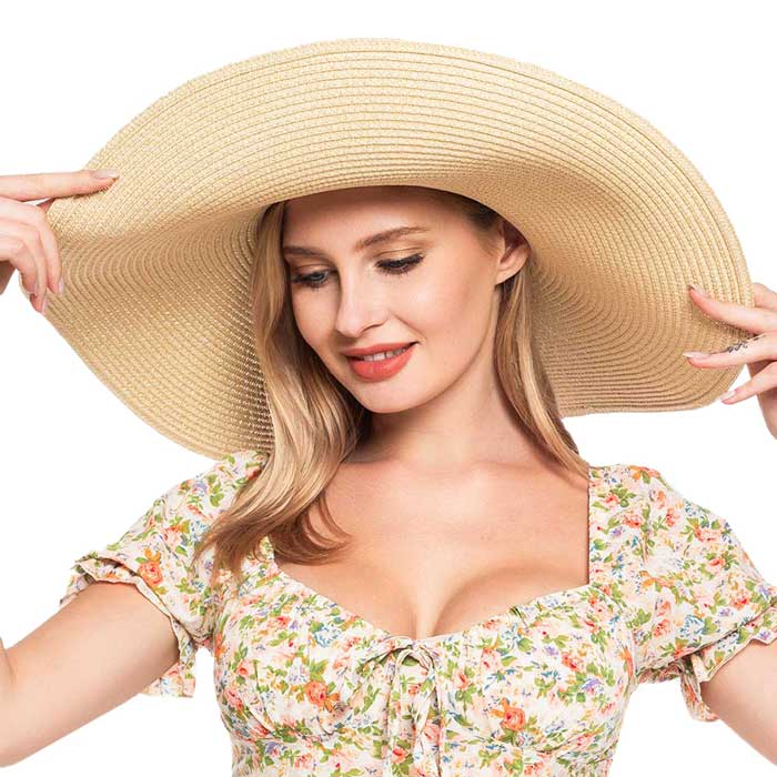 Floppy Wide Brim Straw Sun Hat — Packable UV Protection