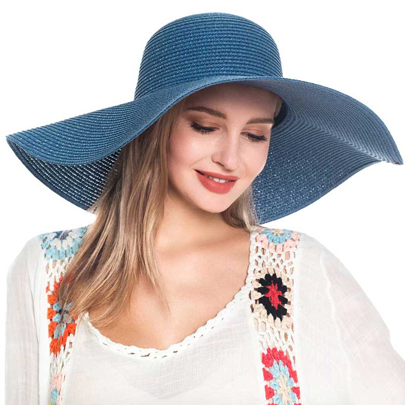 Floppy Wide Brim Straw Sun Hat — Packable UV Protection