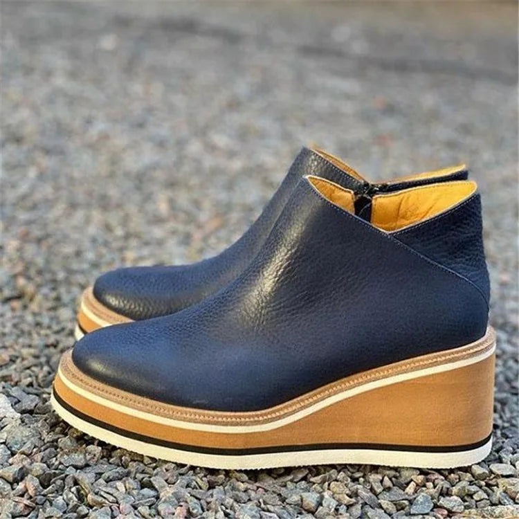 Retro Platform Wedge Ankle Boots