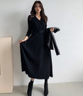 Single-breasted Women Sweater Dress Knitted Belted Female A-line soft dresses - The paisley company