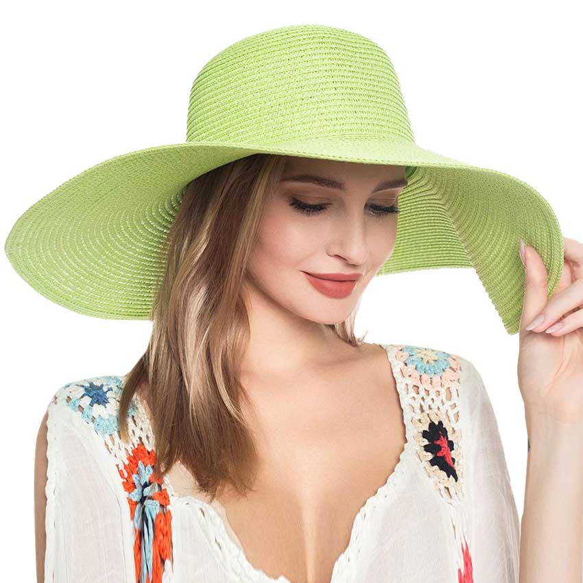 Floppy Wide Brim Straw Sun Hat — Packable UV Protection