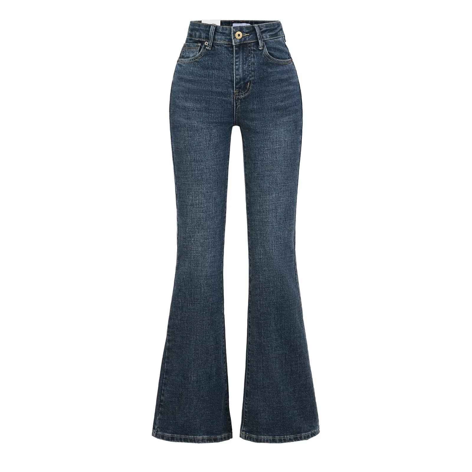 Women's High Waist Bootcut Jeans — Light Blue Slim Fit
