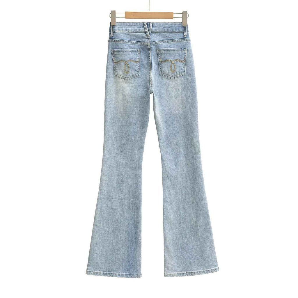 Women's High Waist Bootcut Jeans — Light Blue Slim Fit