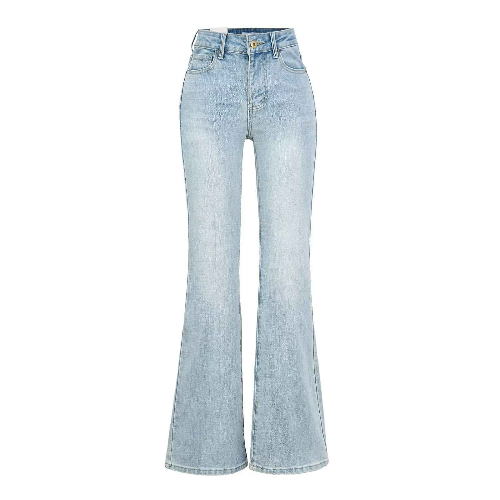 Women's High Waist Bootcut Jeans — Light Blue Slim Fit