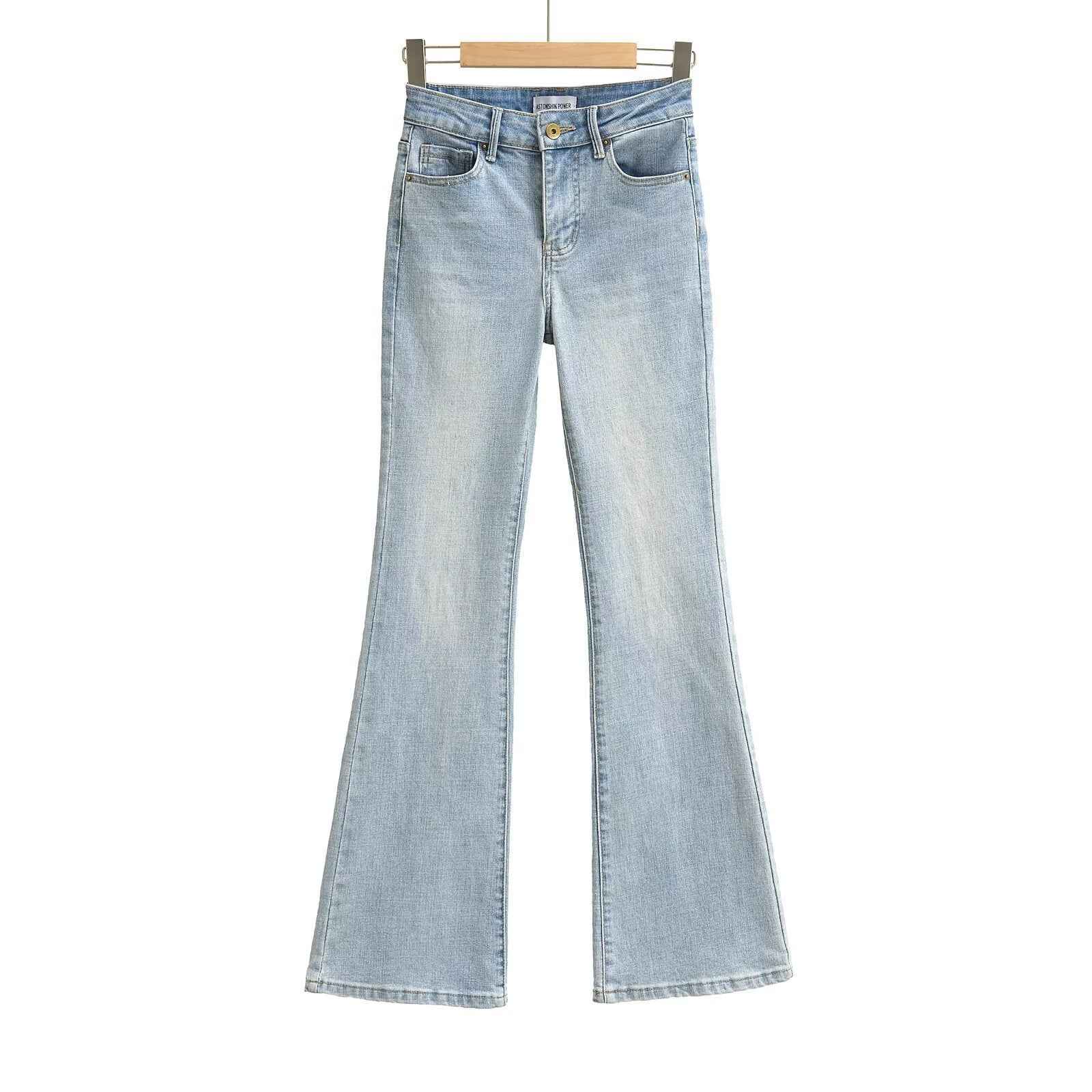 Women's High Waist Bootcut Jeans — Light Blue Slim Fit