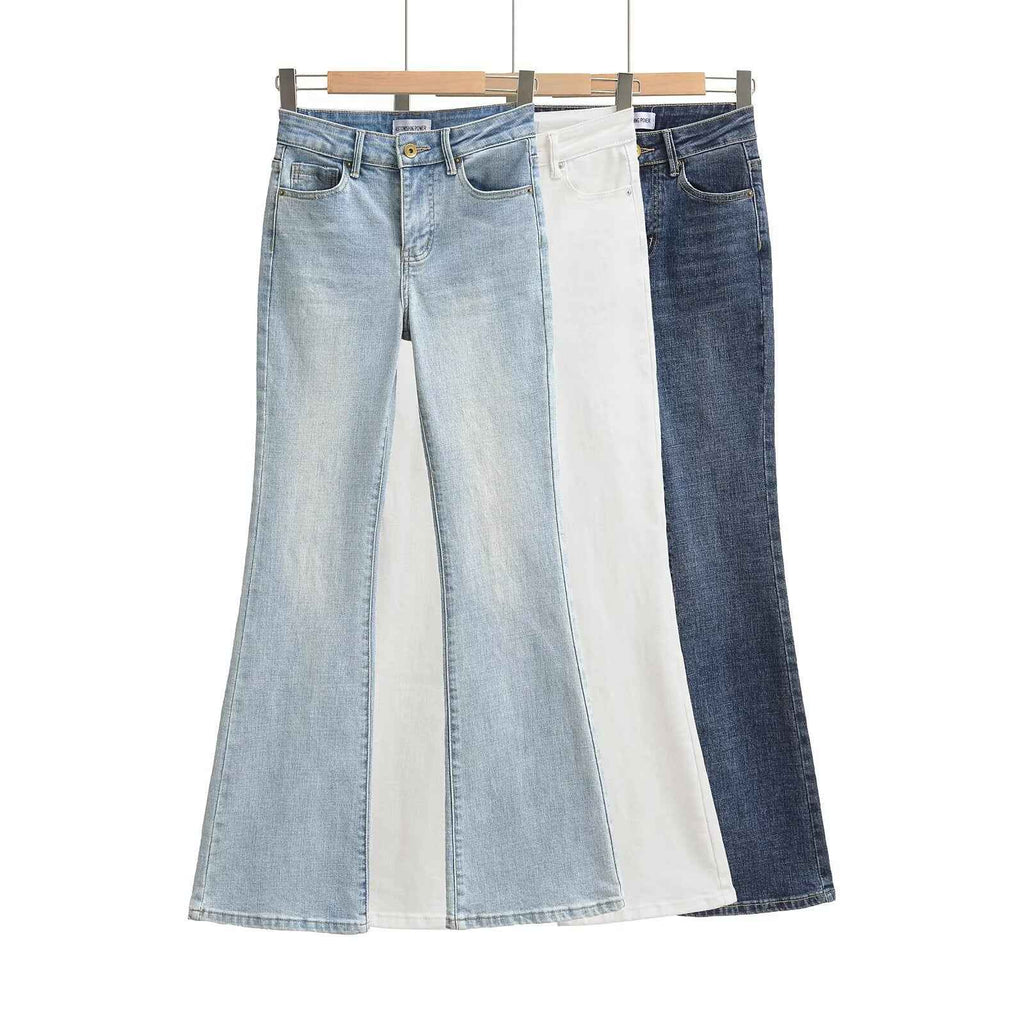 Women's High Waist Bootcut Jeans — Light Blue Slim Fit