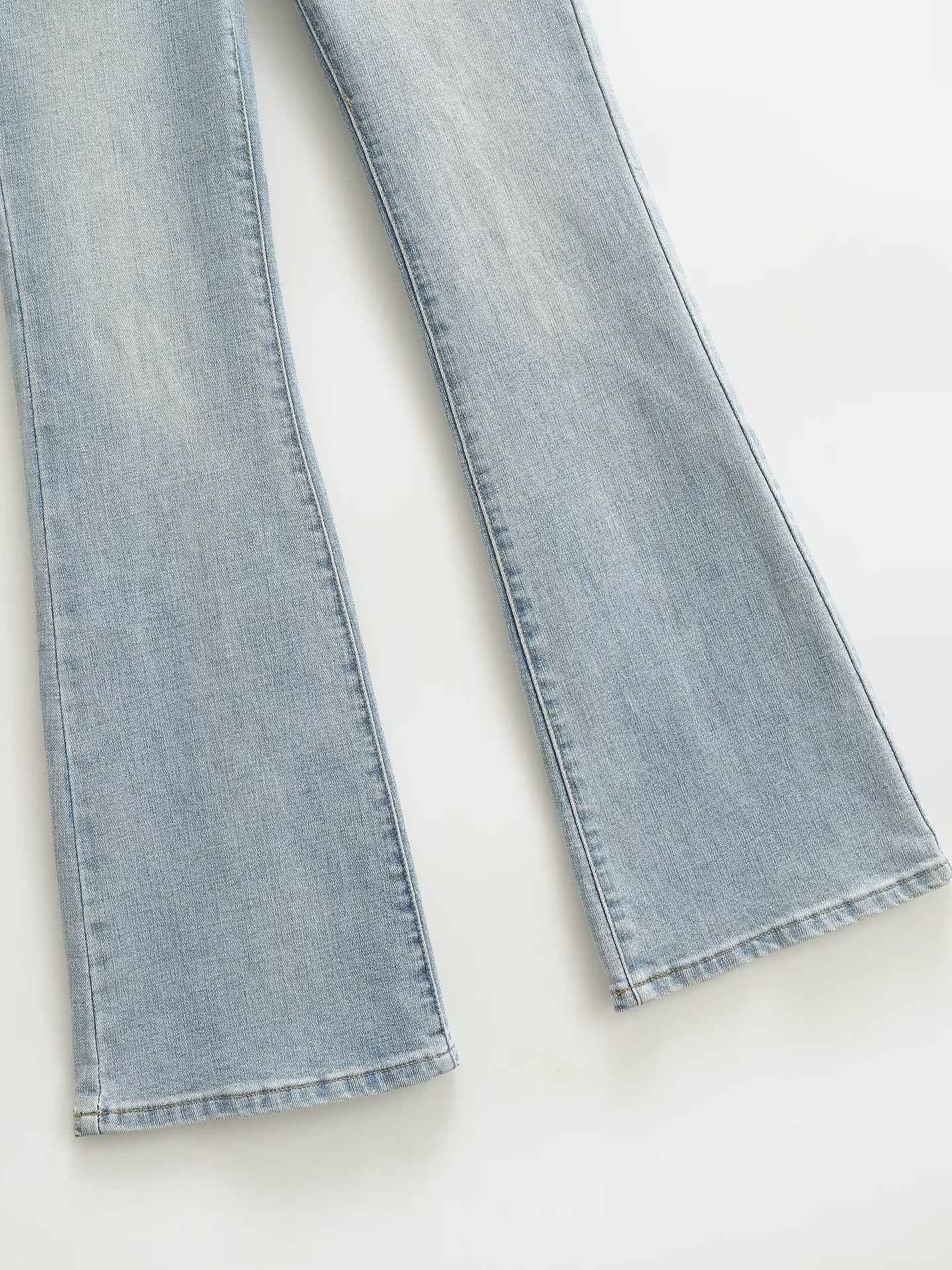 Women's High Waist Bootcut Jeans — Light Blue Slim Fit
