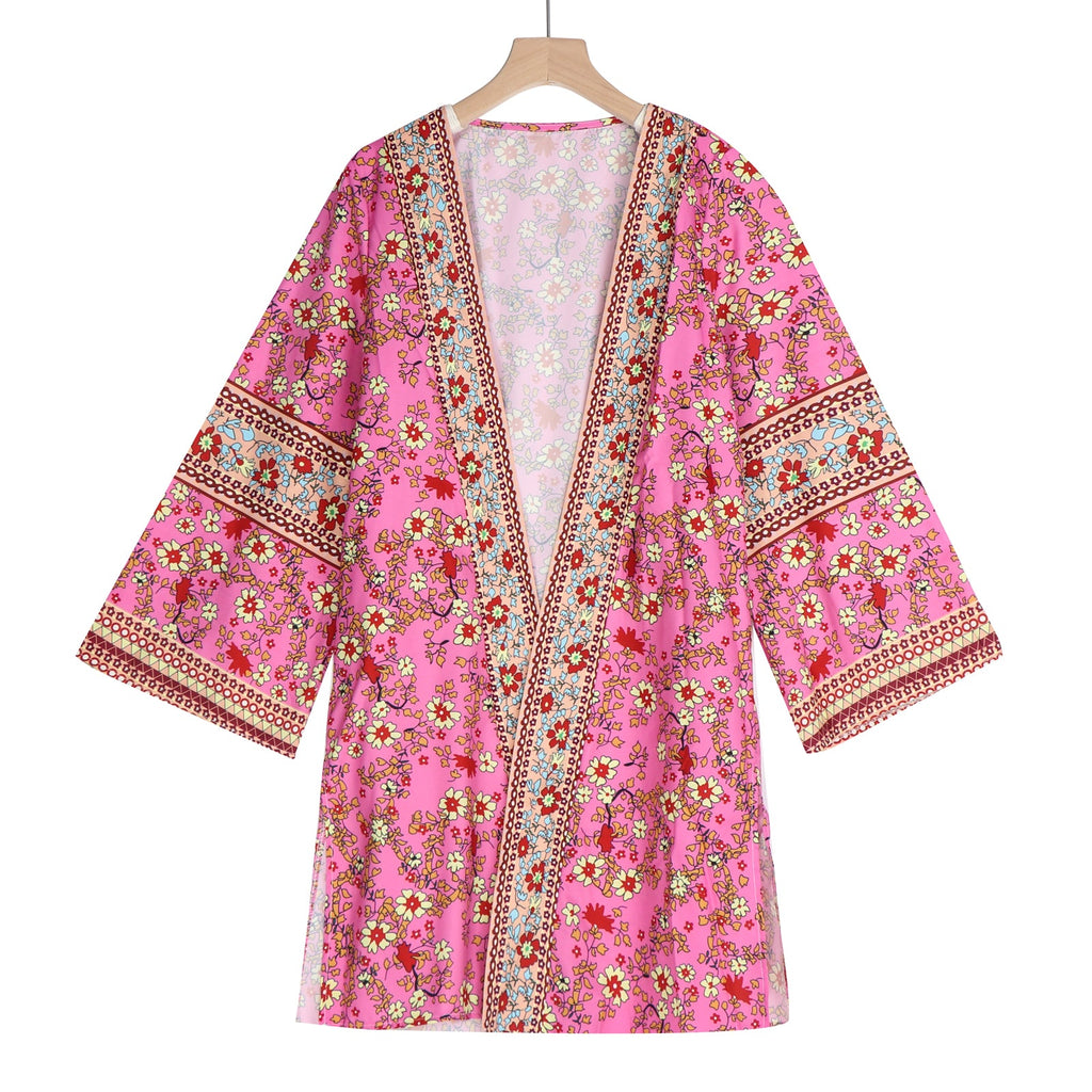 Bohemian Floral Cardigan Blouse