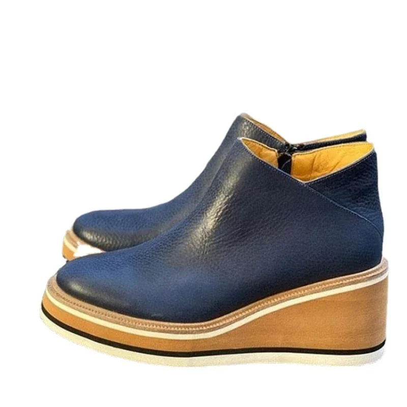 Retro Platform Wedge Ankle Boots