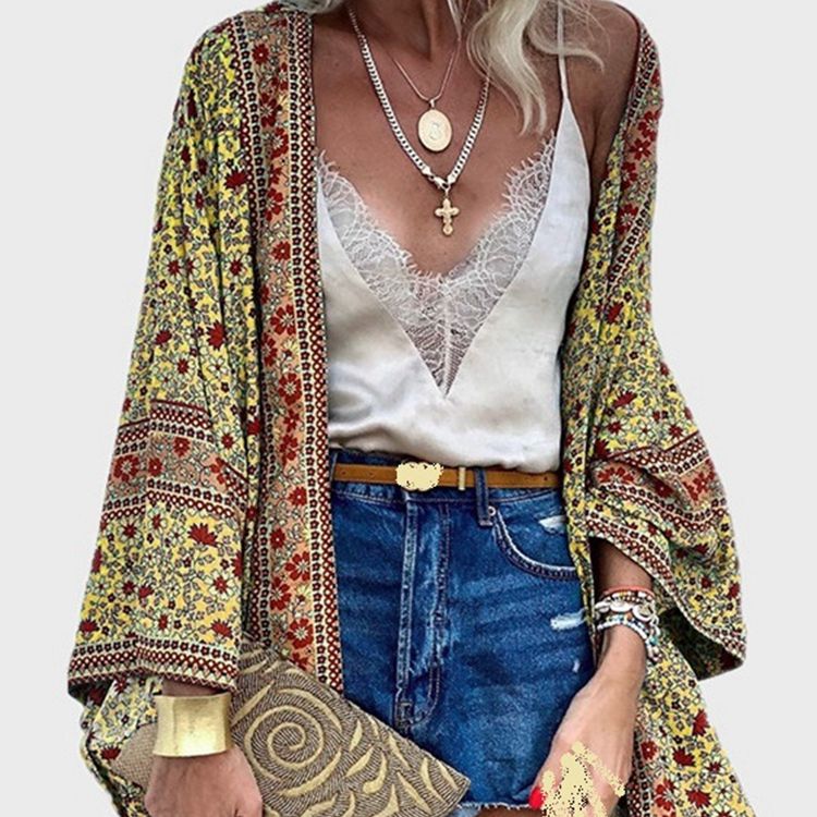 Bohemian Floral Cardigan Blouse