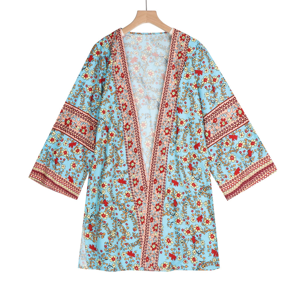 Bohemian Floral Cardigan Blouse