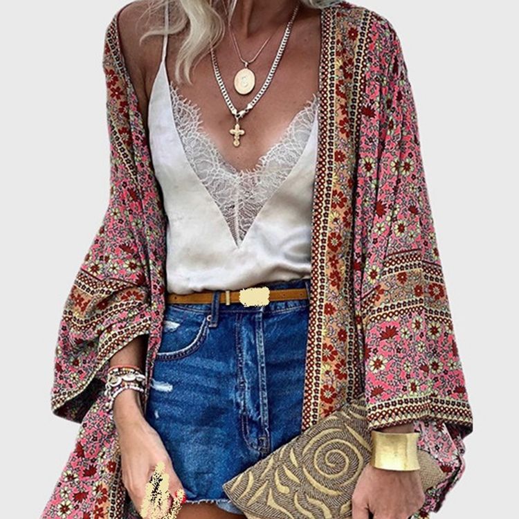 Bohemian Floral Cardigan Blouse