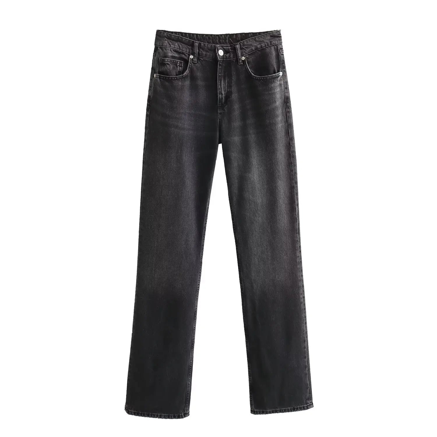 Women's Y2K High Waist Straight Leg Jeans — Vintage Wash Denim