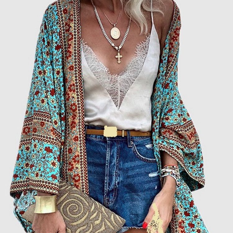 Bohemian Floral Cardigan Blouse