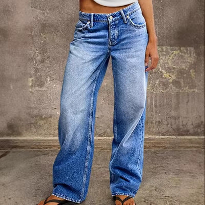 Washed Blue Wide-Leg Jeans — High-Waist Retro Denim - The paisley company