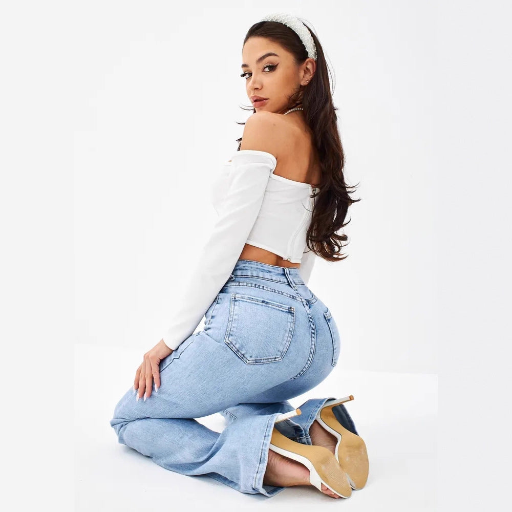 Classic Flared Denim Jeans — Mid-Rise Relaxed Fit - The paisley company