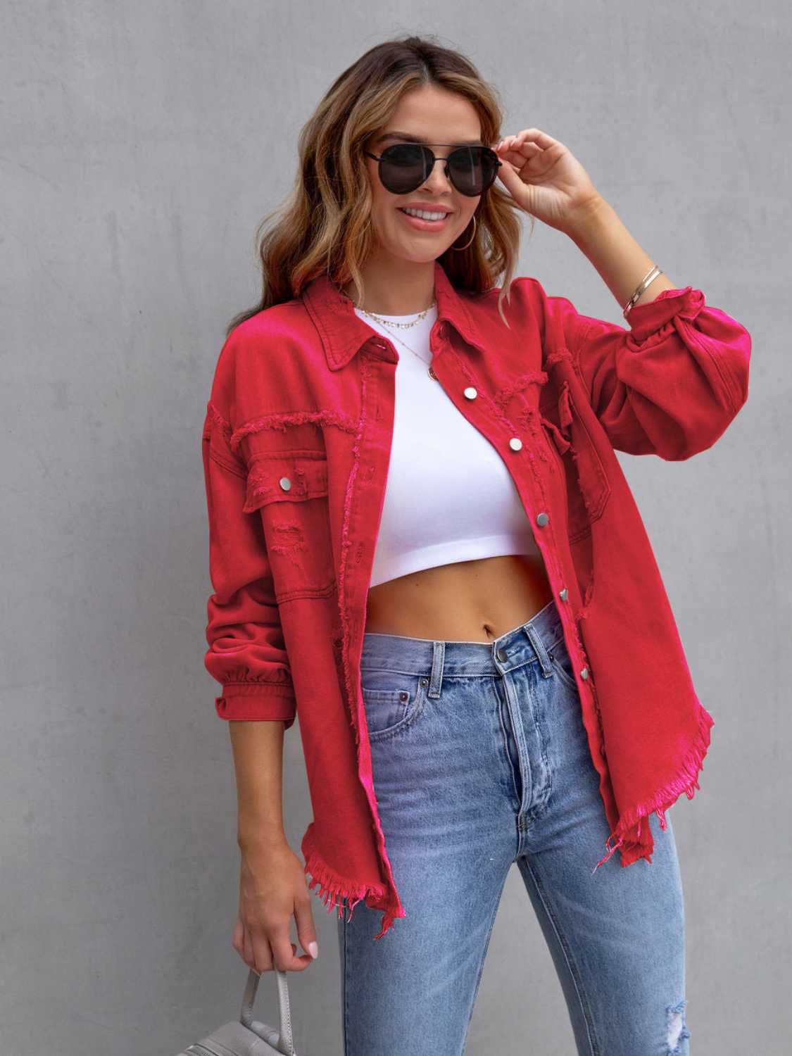 Distressed Fringe Denim Jacket