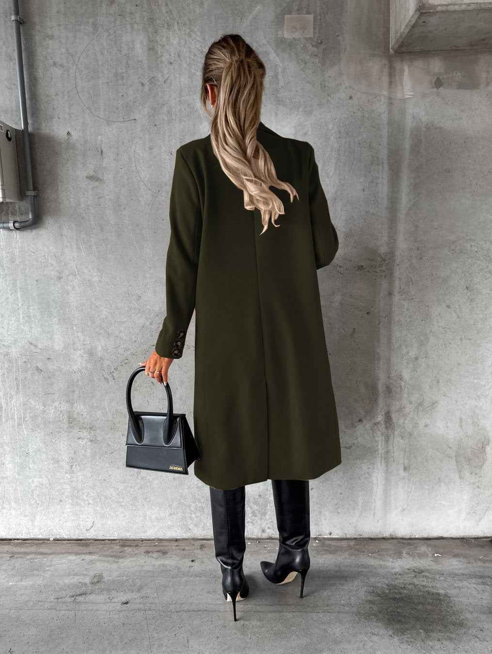 Double Breasted Lapel Coat Winter Fashion Solid Slim Long Jacket Long Sleeve Tops Womens Clothing