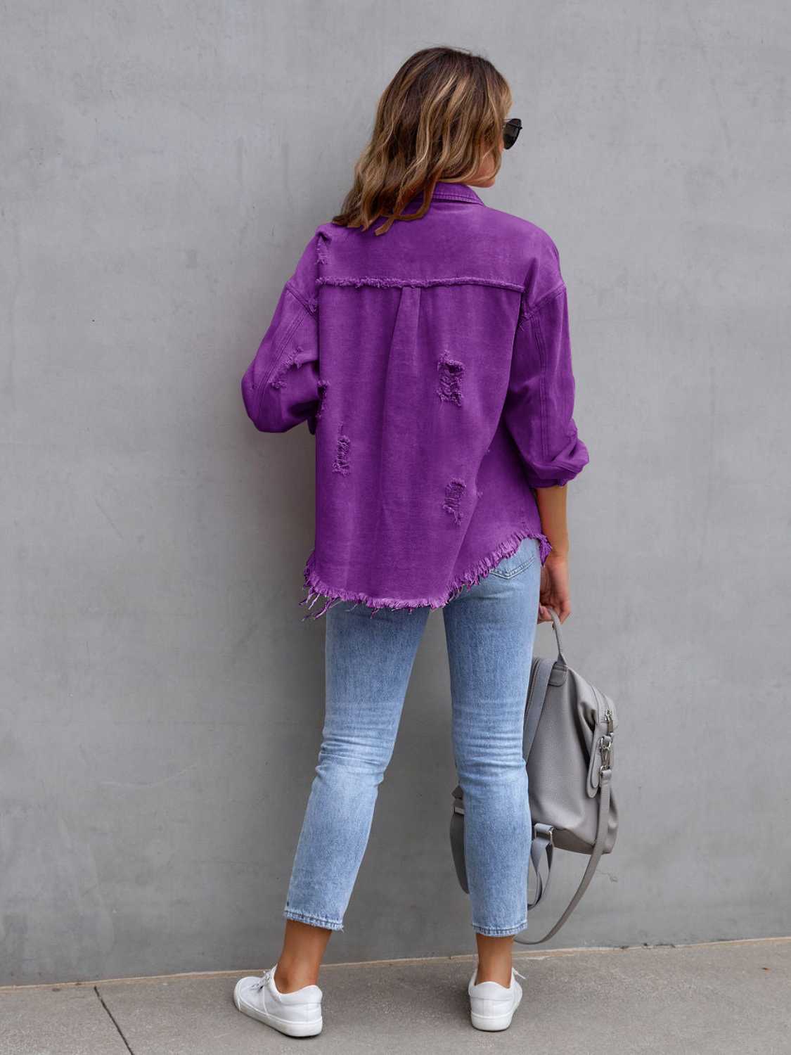 Distressed Fringe Denim Jacket