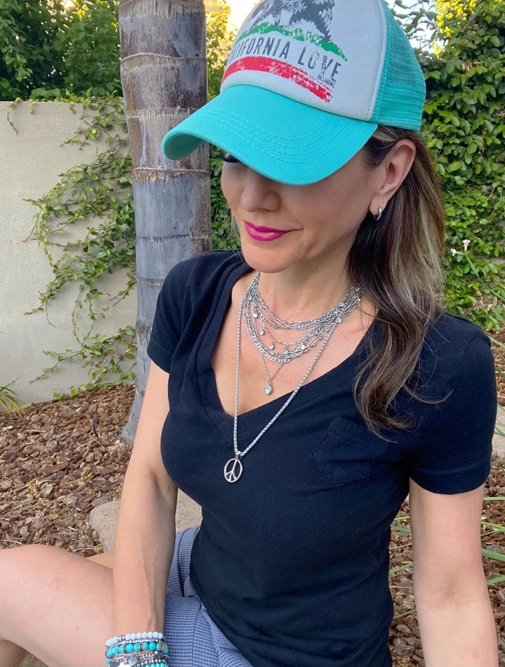 Classic Peace Sign Necklace — Silver Rope Chain
