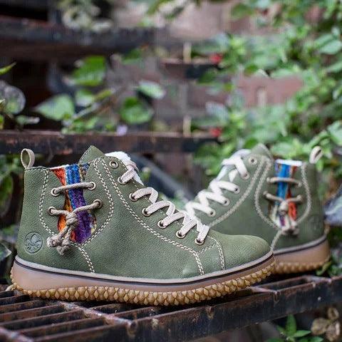 Wanderer Plush Ankle Boot — Retro Hook-Loop Winter Sneaker Boot