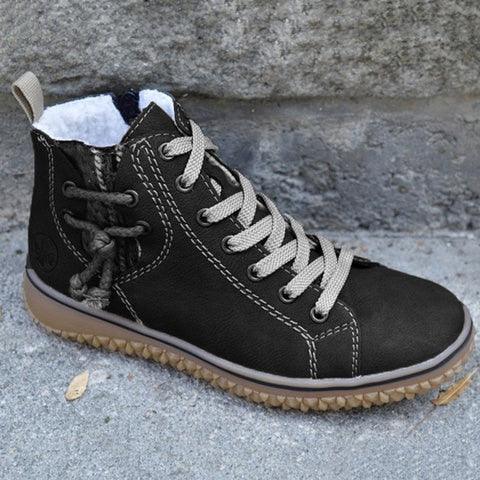 Wanderer Plush Ankle Boot — Retro Hook-Loop Winter Sneaker Boot - The paisley company